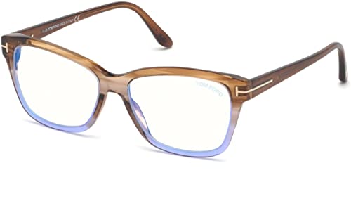 Tom Ford Eyeglasses FT 5597 - Asian fit for Modern Men: Shiny Striped Champagne W. Graduated Lens
