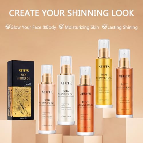 Bronze Gold Luminizer Face Highlighter Body Shimmer Oil for Makeup Brighten (|38 Fl Oz/#03)
| Long Lasting Moisturizing