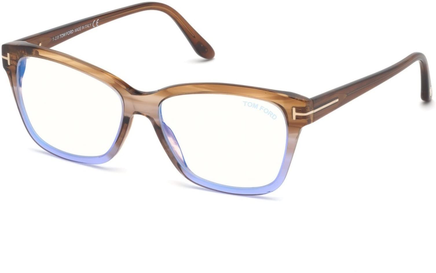 Tom Ford Eyeglasses FT 5597 - Asian fit for Modern Men: Shiny Striped Champagne W. Graduated Lens