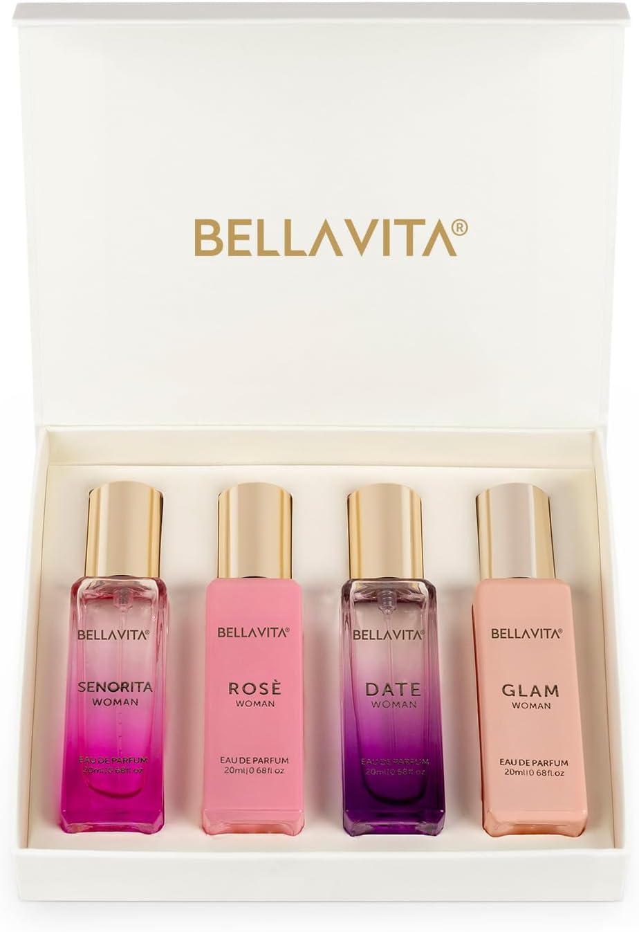 BellaVita Luxury Women's Perfume Gift Set for Date Night | Notes of Floral, Sweet, Spicey Red Fruit, Vanilla & Musk | Fr