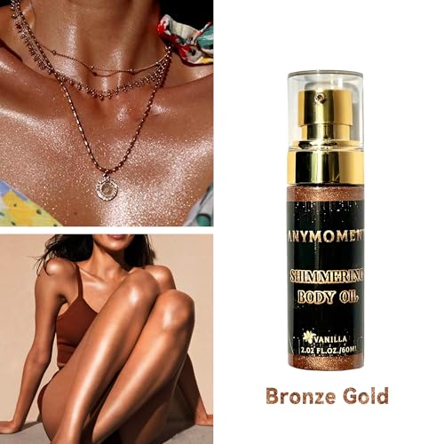 Body Shimmer Oil Waterproof Long Lasting Moisturizing Bronze Body Luminizer Glow for All Skin Types
| Waterproof Long L