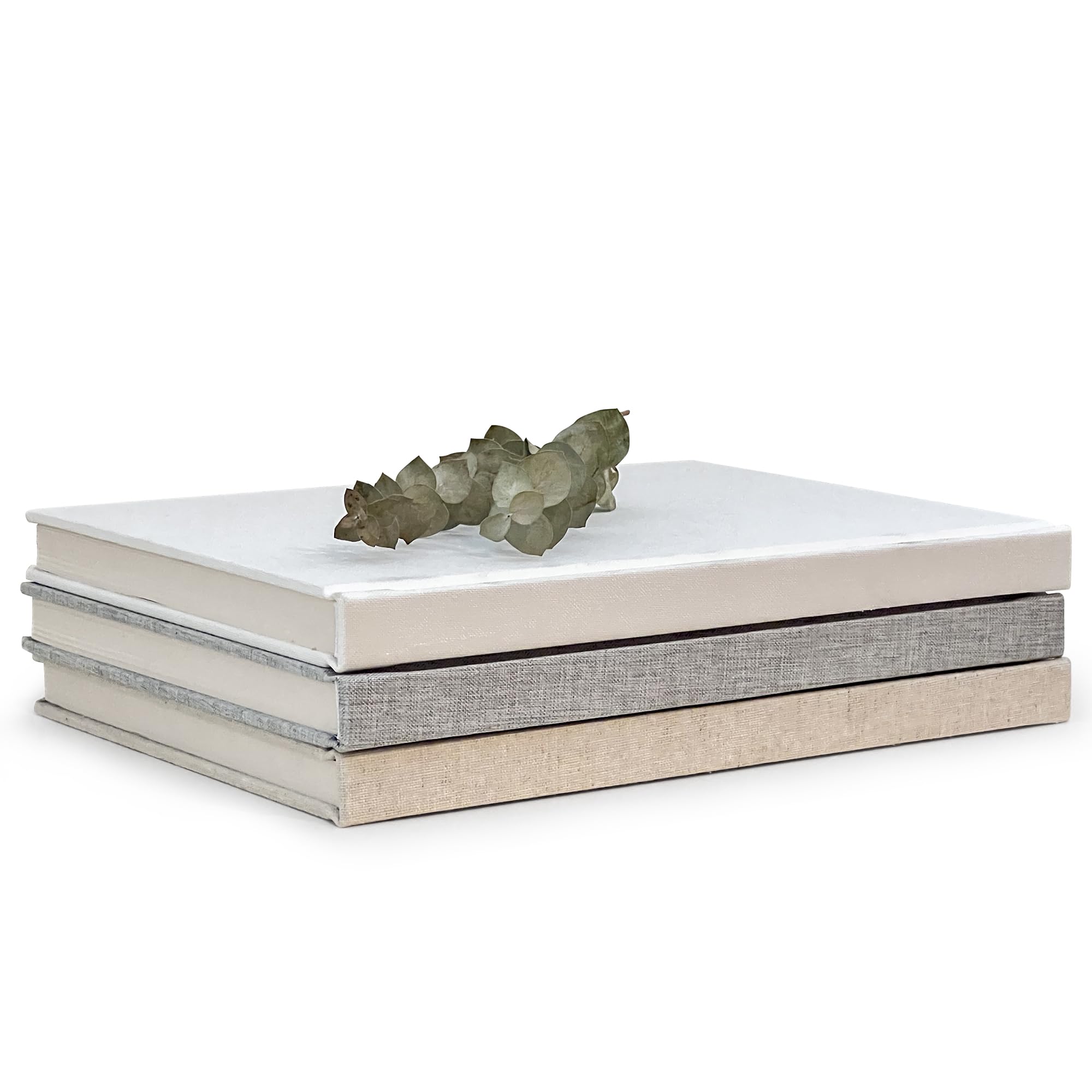 Decorative Book Set for Modern Home | Set of 3 Real Linen Covered Books | Coffee Table Decor for Design Lovers | Sleek